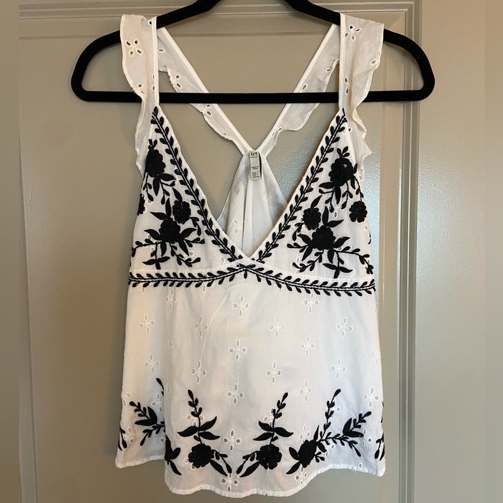Zara White with Black Floral Tank
